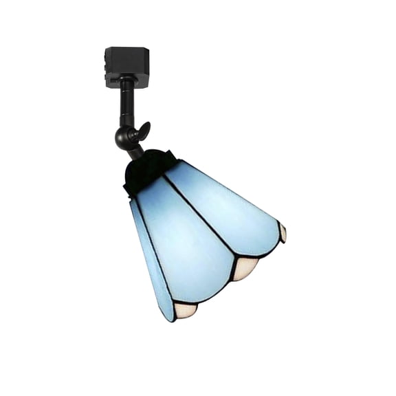 KAYYELAMP H-Type Track Head Lighting Mini Adjustable Angle E26 Base Stained Glass Tiffany Ceiling Light Pastoral Style Track Light Fixture for Gallery Mirror Front