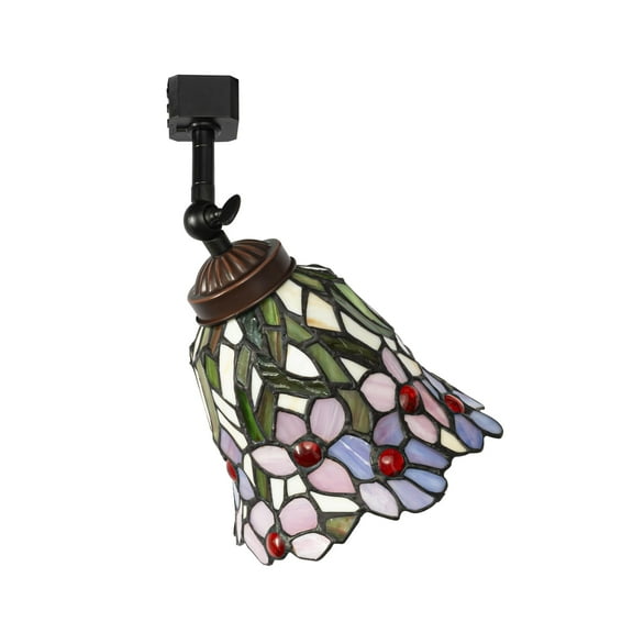 KAYYELAMP H-Type Track Head Lighting Mini Adjustable Angle E26 Base Stained Glass Tiffany Ceiling Light Pastoral Style Track Light Fixture for Gallery Mirror Front