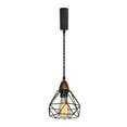 thumbnail image 1 of KAYYELAMP H-Type Track Lamp Black Metal Cage Shade,Walnut Base E26 Connection,Adjusted Cord,Track Pendant Light for Kitchen Dining Table Loft,(No Bulb, Track), 1 of 7