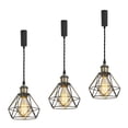 thumbnail image 1 of KAYYELAMP H-Type Track Lamp Bronze Base with Metal Diamond Shape Hollow Shade Adjusted Cord Track Pendant Light Set Three for Kitchen Dining Table Loft(No Bulb, Track), 1 of 7