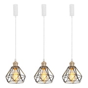 KAYYELAMP H-Type Track Lamp French Gold with Metal Diamond Shape Hollow Lampshade Adjusted Cord Track Pendant Light Set Three for Kitchen Dining Table LoftNo Bulb, Track