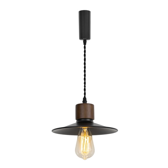 KAYYELAMP H-Type Track Lamp Walnut Base,Black Metal Shade,Adjusted Cord,Track Pendant Light for Kitchen Dining Table Loft,(No Bulb, Track)
