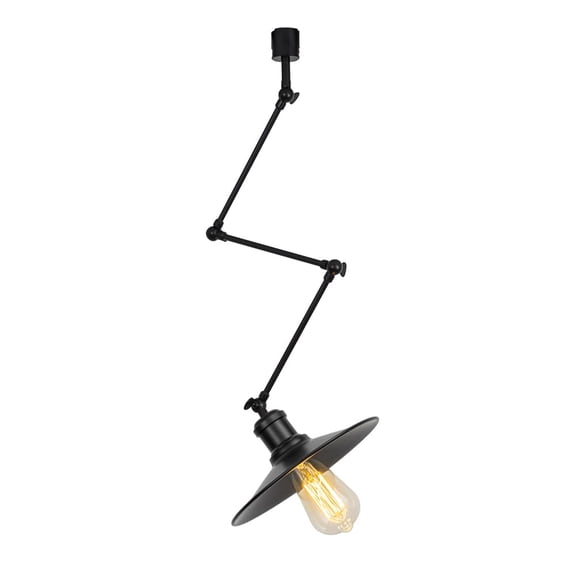 KAYYELAMP H-Type Track Light Black Metal Adjustable Arm Rotated Pendant Light Black Metal Lampshade Vintage Design For Loft Kitchen(No Bulb, Track)