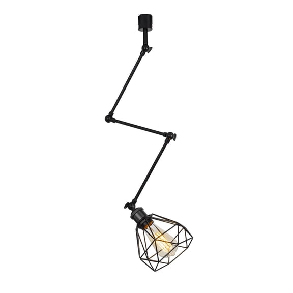 KAYYELAMP H-Type Track Light Black Metal Adjustable Arm Rotated Pendant Light With Black Hollow Shade Vintage Design For Loft Kitchen(No Bulb, Track)