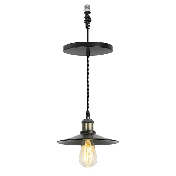 KAYYELAMP Hanging Light Bronze Base Black Metal Shade E26 Connection Vintage Design Pendant Lamp Replacement Downlight For Kitchen Dining Table Loft Bar(No Bulb)