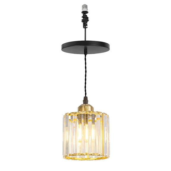 KAYYELAMP Hanging Light Crystal Lampshade Gold Base E26 Connection Modern Pendant Lamp Replacement Downlight for Kitchen Island Dining Table Loft(No Bulb)