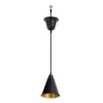 thumbnail image 1 of KAYYELAMP Hanging Light E26 Connection Black Cone Shade Inner Gold Vintage 3.2Ft Woven Black Cord Pendant Lamp Replacement Downlight for Kitchen Island Stairs(No Bulb), 1 of 5