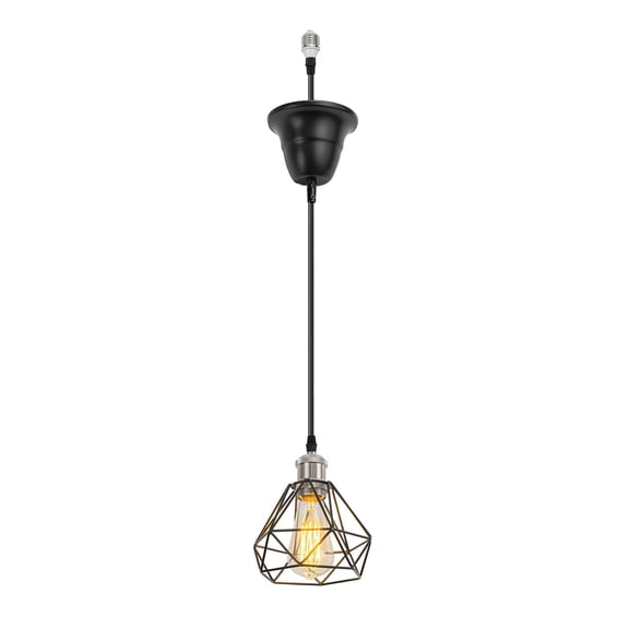 KAYYELAMP Hanging Light E26 Connection Bright Nickel Base Metal Hollow Shade Retro Pendant Lamp Replacement Downlight for Kitchen Island Dining Table Stairs(No Bulb)