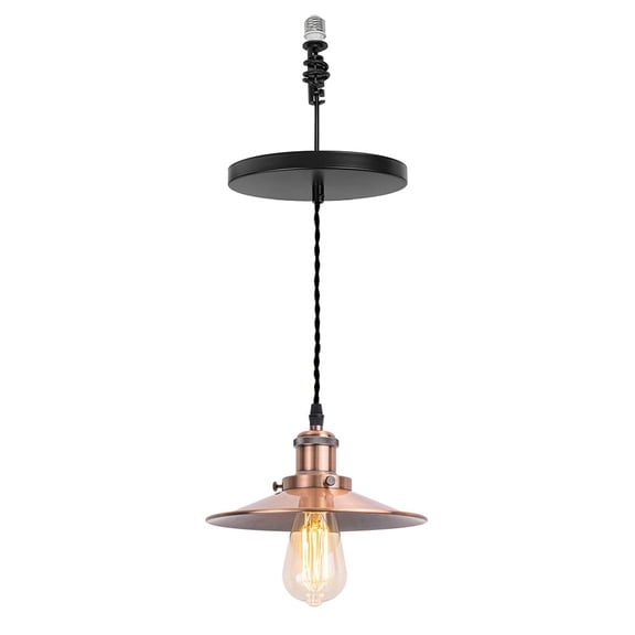 KAYYELAMP Hanging Light E26 Connection Red Copper Shade with Base Retro Pendant Lamp Replacement Downlight for Kitchen Island Dining Table Loft(No Bulb)