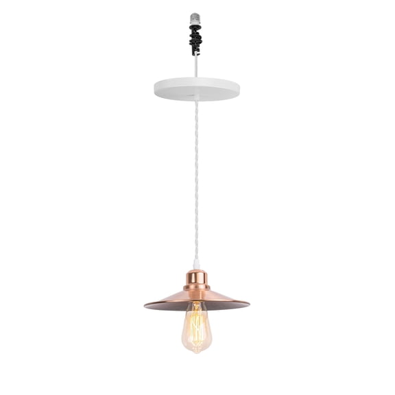 KAYYELAMP Hanging Light E26 Connection Red Copper Shade Rose Gold Base Retro Pendant Lamp Replacement Downlight for Kitchen Island Dining Table Loft(No Bulb)