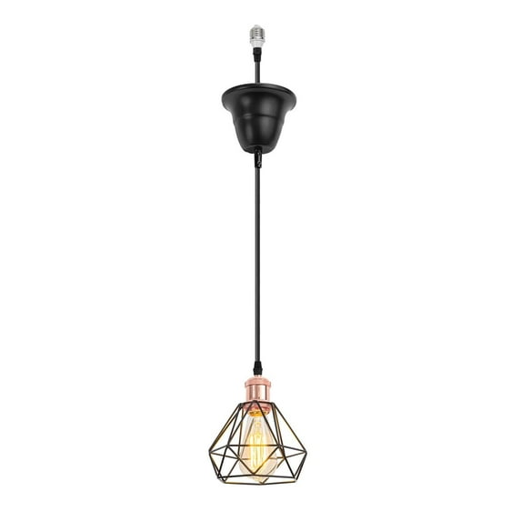 KAYYELAMP Hanging Light E26 Connection Rose Gold Base Metal Hollow Shade Retro Pendant Lamp Replacement Downlight for Kitchen Island Dining Table Stairs(No Bulb)