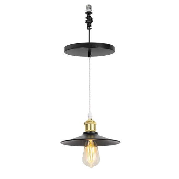 KAYYELAMP Hanging Light Light gold Base Black Metal Shade E26 Connection Vintage Design Pendant Lamp Replacement Downlight For Kitchen Dining Table Loft Bar(No Bulb)