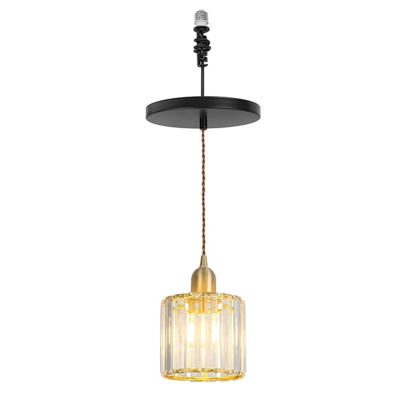 KAYYELAMP Hanging Light Modern Crystal Lampshade Brass Base E26 Connection Pendant Lamp Replacement Downlight for Kitchen Island Dining Table Loft(No Bulb)