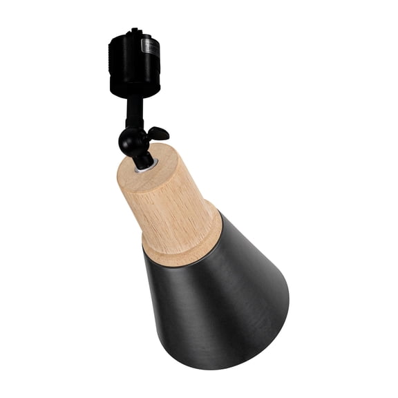 KAYYELAMP J System Adjustable Titl Angle Track Lighting Full Spectrum 6000K 25W Bulb Wood Base Black Metal Shade Vintage Design for Farmhouse Kitchen Plant Rooms