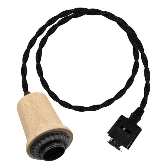 KAYYELAMP J-Type Total Length 59in Track Pendant Light E26 Wooden Base Vintage Design for DIY Kitchen Sink Living Room(No Bulb, Track)