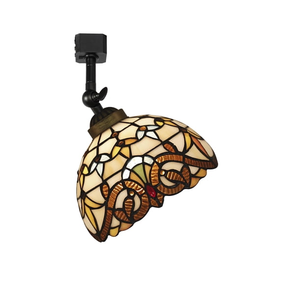 KAYYELAMP J-Type Track Head Lighting Adjustable Angle Tiffany Ceiling Light Multi-Color Brown Glass Handmade Antique Track Light Fixture For Gallery Mirror Front