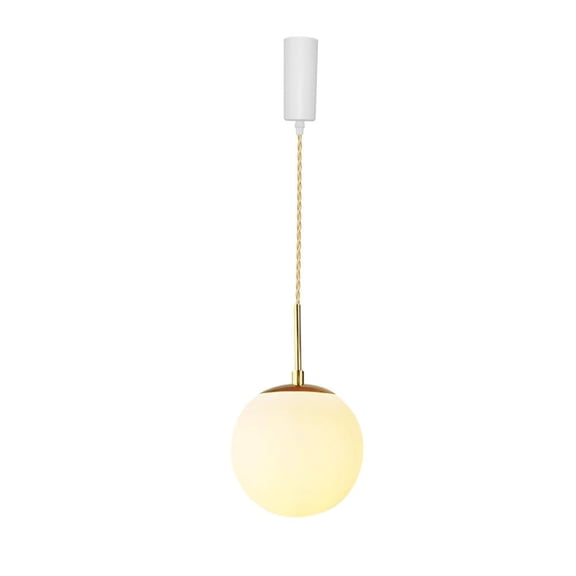 KAYYELAMP J-Type Track Lamp Dia 5.9" White Ball Glass Shade 3.2 Ft Adjusted Cord Nordic Style Pendant Light for Home Kitchen Farmhouse 1-Pack(No Bulb, Track)