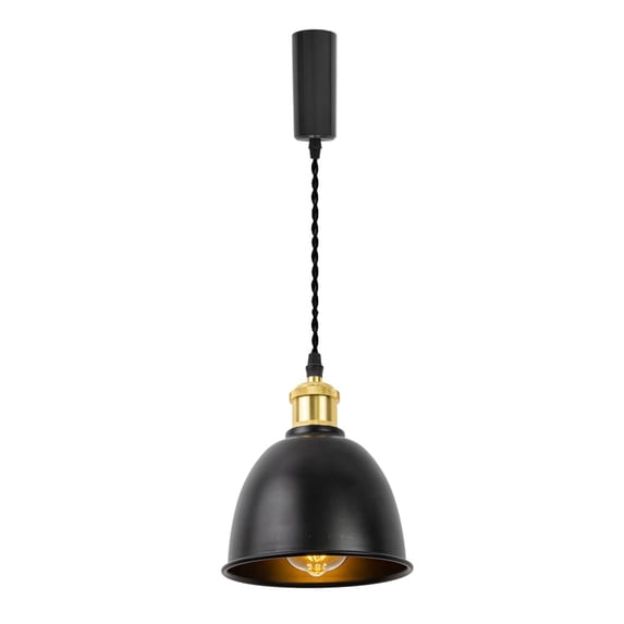 KAYYELAMP J-Type Track Lamp Gold Base Black Metal Shade Adjusted Cord Track Pendant Light for Kitchen Dining Table Loft(No Bulb, Track)