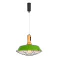 thumbnail image 1 of KAYYELAMP J-Type Track Light 3.2Ft Adjusted Cord Wood Base Green Metal Shade Black Cage Vintage Design Track Lamp for Dining Table Kitchen Home(No Bulb, Track), 1 of 7