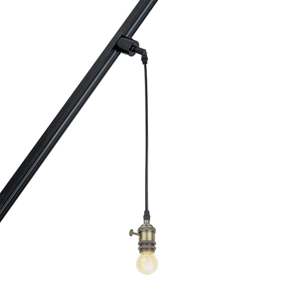 KAYYELAMP J-Type Track Lighting for Inclined Position Roof 3.2 Ft Cord Adjusted Angle Rotated Mini Bronze E26 Base with Switch Vintage Design Track Lamp(No Bulb, Track)