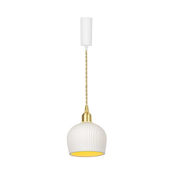 KAYYELAMP J-Type White Shade Track Lighting E12 Brass Base 3.2 Feet Adjustable Cord Pendant Modern Design for Kitchen Restaurant(No Bulb, Track)