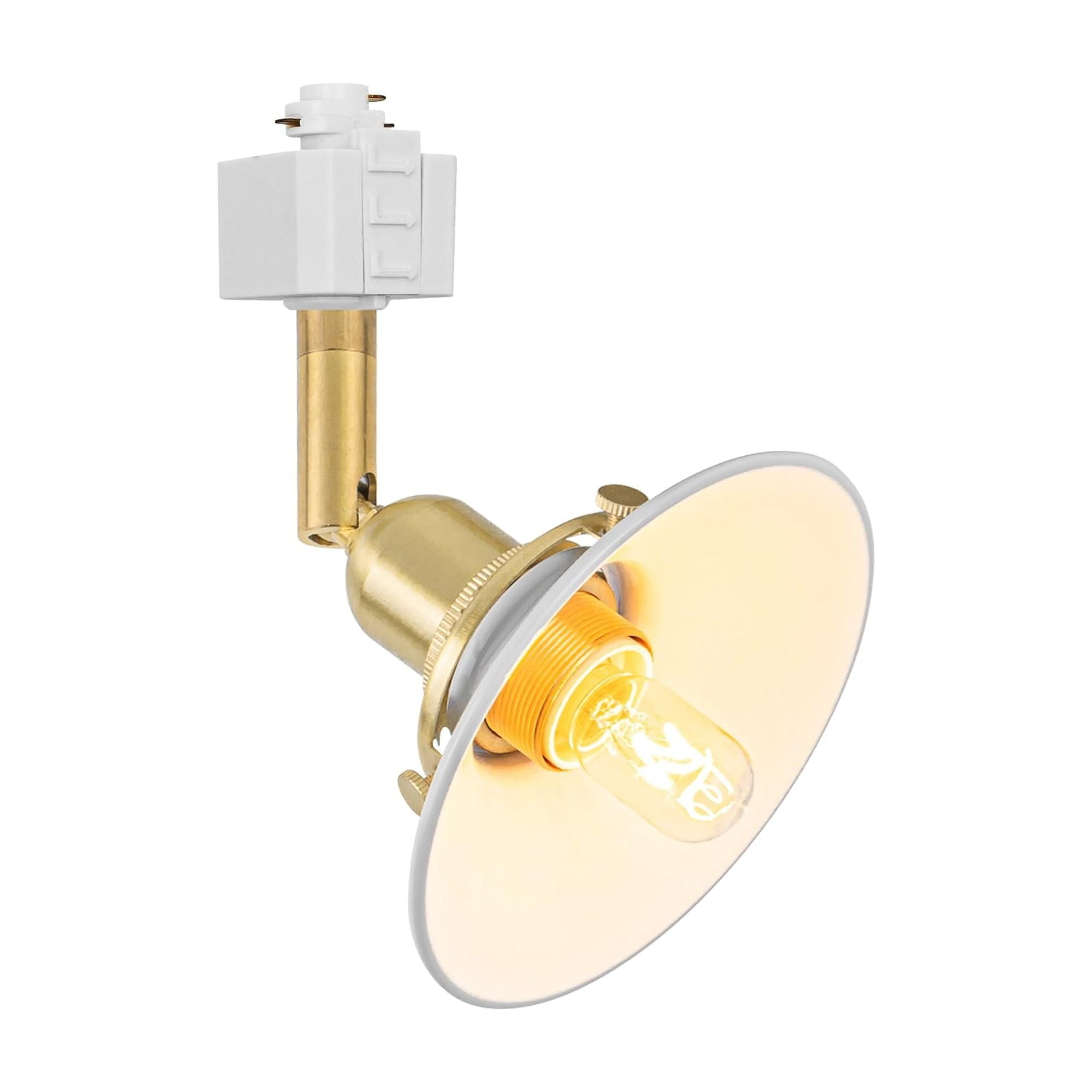 KAYYELAMP Juno System E12 Mini Brass Base White Shade Adjustable Titl Angle Track Lighting Modern Design for Farmhouse Kitchen Sink Loft Home(No Bulb, Track)