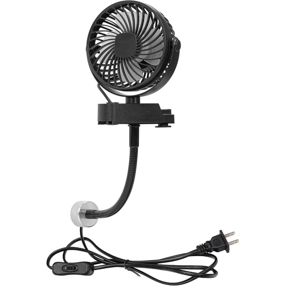 KAYYELAMP Magnetic Base Fan, Gooseneck Flexible Neck Desk Fan with 5.9ft ON/OFF Power Cord, Plug-in 110V Table Fan for Workbench Electronics Lab Sewing Machine Home Office (Black)