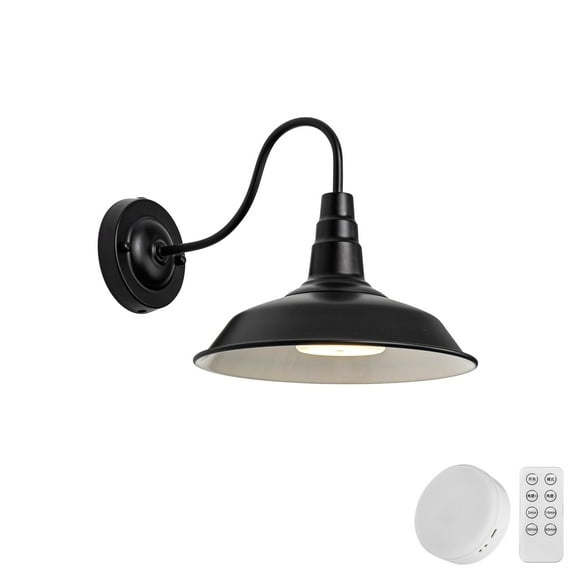 KAYYELAMP Magnetic Install Rechargeable Battery Bulb Remote Dimmable Timer Gooseneck Black Wall Sconce Vintage Design for Bedroom Room Lighting Stairs Loft