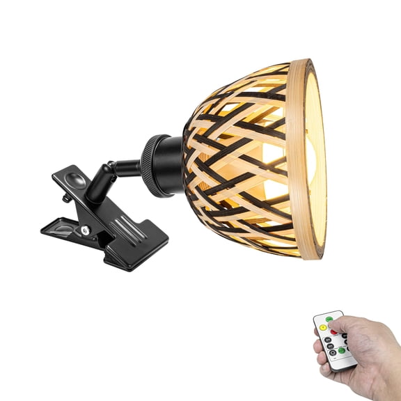 KAYYELAMP Mini Bamboo Shade Rechargeable Battery Run Dimmable Remote Timing Clamp Lighting Wabi-Sabi Style for Bedsides Bookshelf Splint Billboards 1Pcs