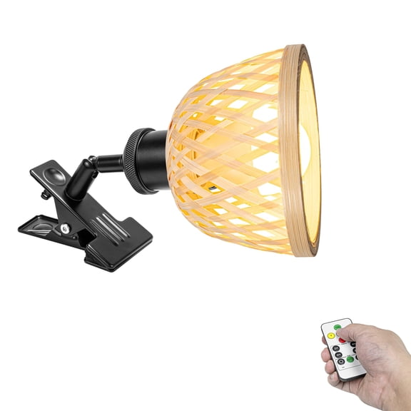 KAYYELAMP Mini Bamboo Shade Rechargeable Battery Run Dimmable Remote Timing Clip Lighting Wabi-Sabi Style for Bedsides Bookshelf Splint Billboards 1Pcs