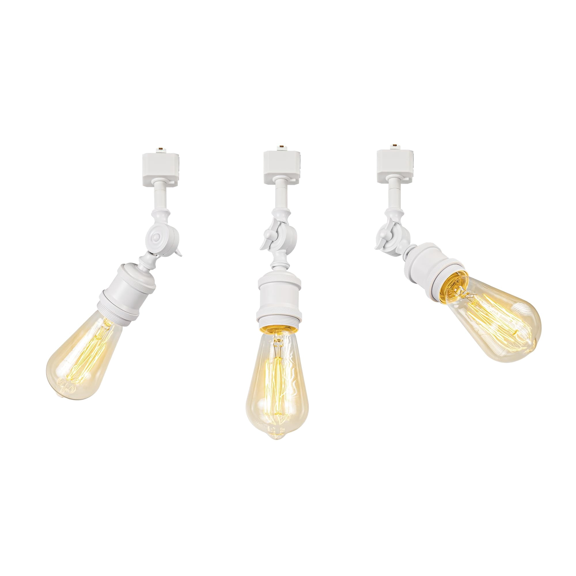 KAYYELAMP Minimalist White J-Type Track Lighting E26 Base Adjustable Angle Direction For Home Office Pack Of 3