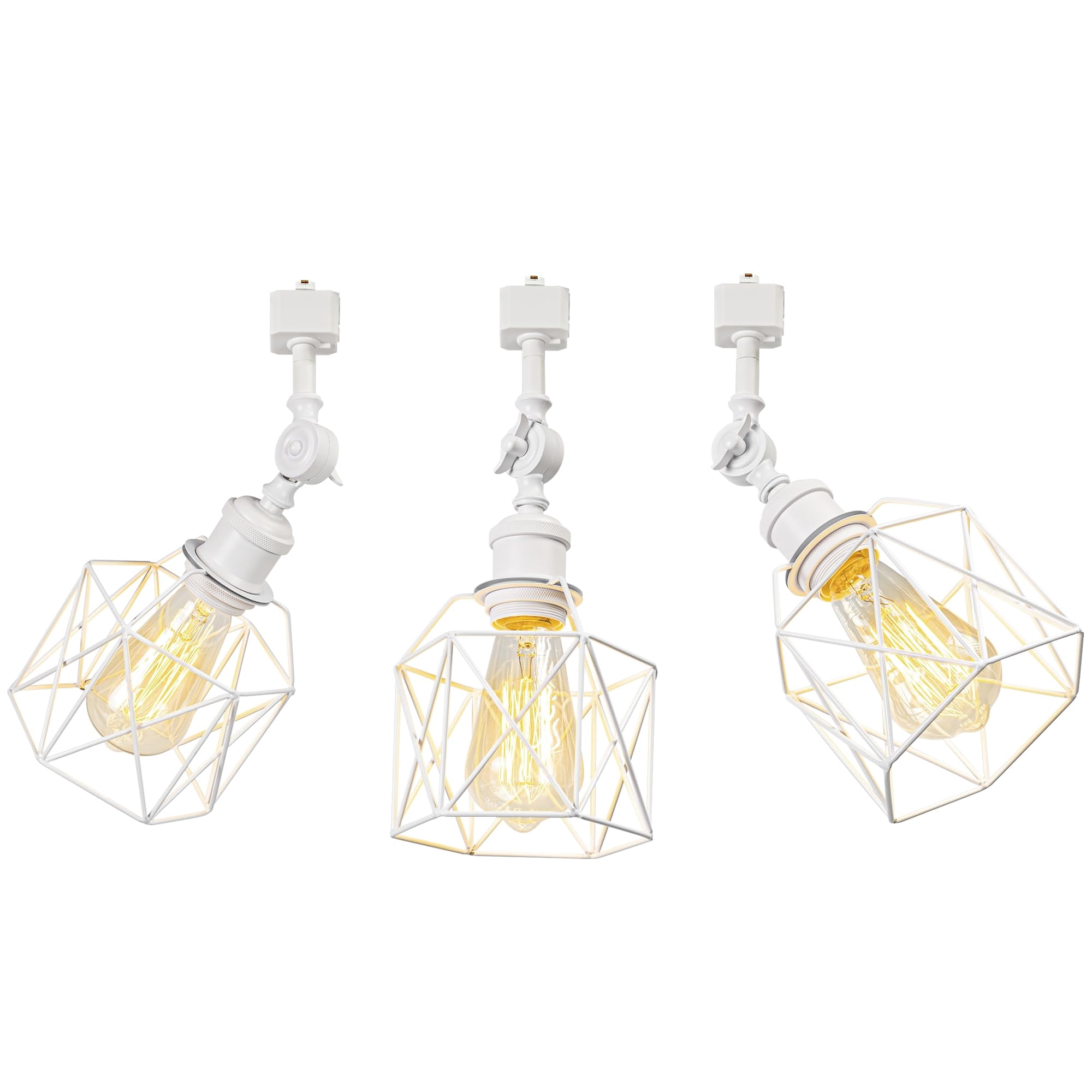 KAYYELAMP Minimalist White with Hollow Cage Shade H-Type Track Lighting E26 Base Adjustable Angle Direction For Home Office Pack Of 3