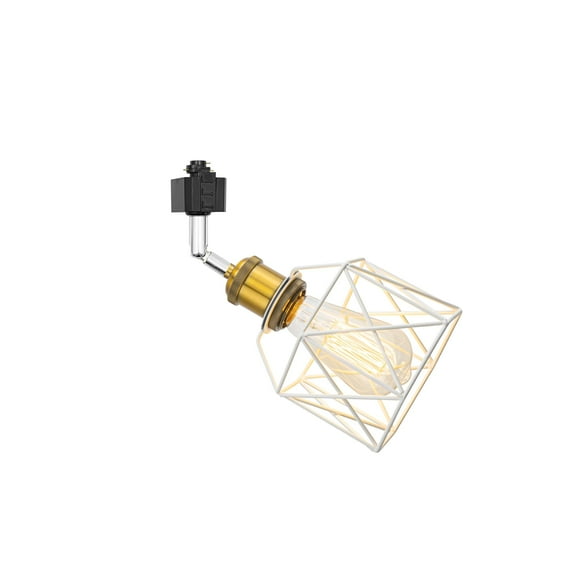 KAYYELAMP Modern Design Adjusted Angle H-Type Track Head Lighting E26 Copper Finish Base White Hollow Shade Track Light for Kitchen Gallery Mirror Front Office(No Bulb, Track)