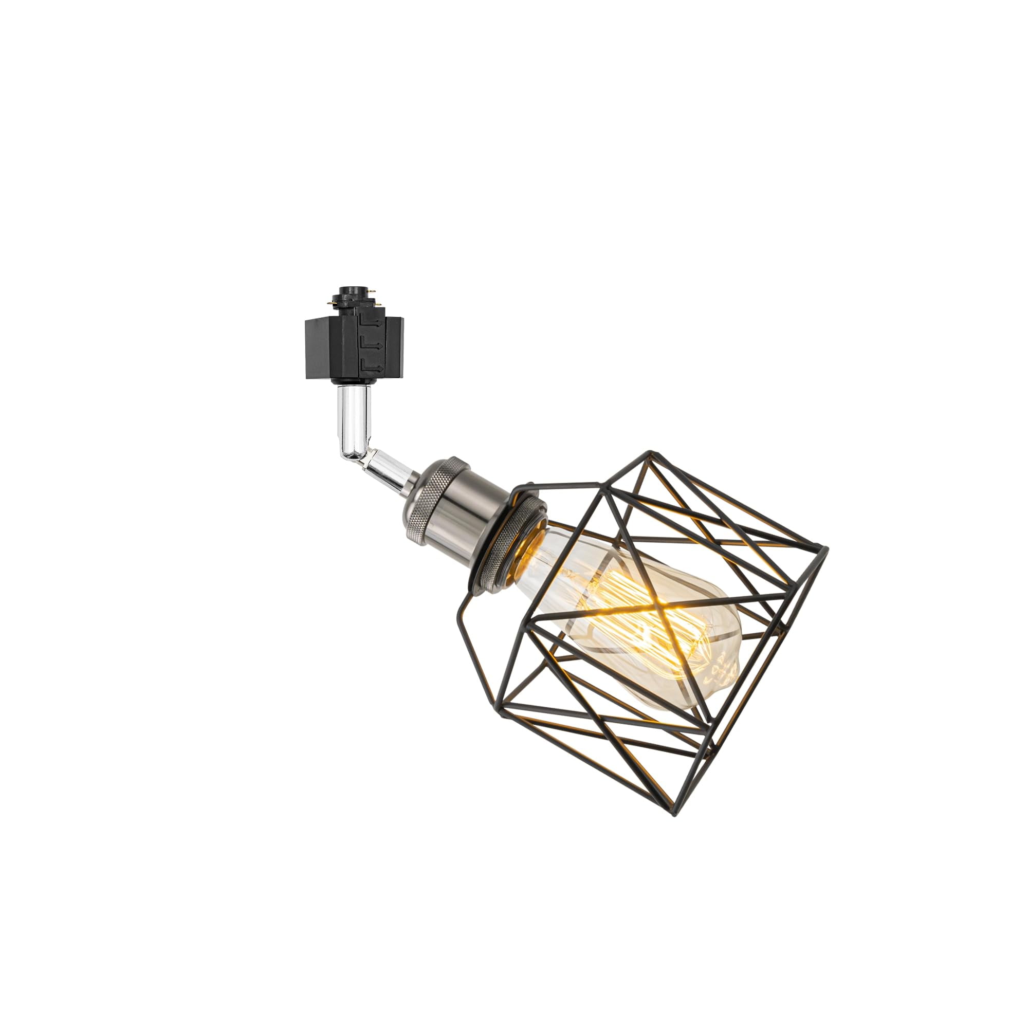 KAYYELAMP Modern Design Adjusted Angle H-Type Track Head Lighting E26 Pearl Black Base Black Hollow Shade Track Light for Kitchen Gallery Mirror Front Office(No Bulb, Track)
