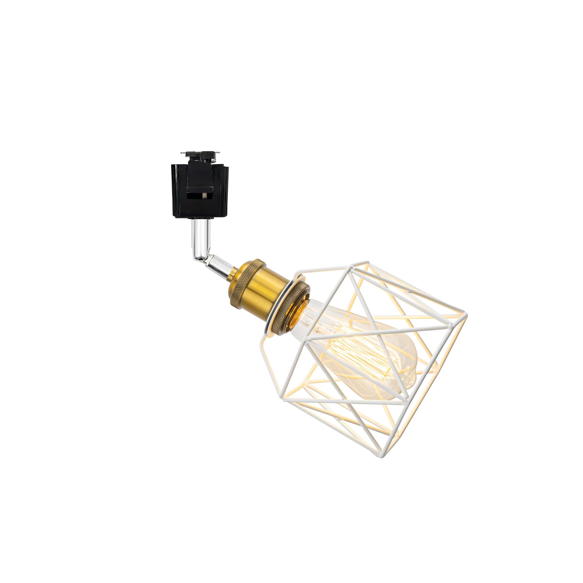 KAYYELAMP Modern Design Adjusted Angle J-Type Track Head Lighting E26 Copper Finish Base White Hollow Shade Track Light for Kitchen Gallery Mirror Front Office(No Bulb, Track)