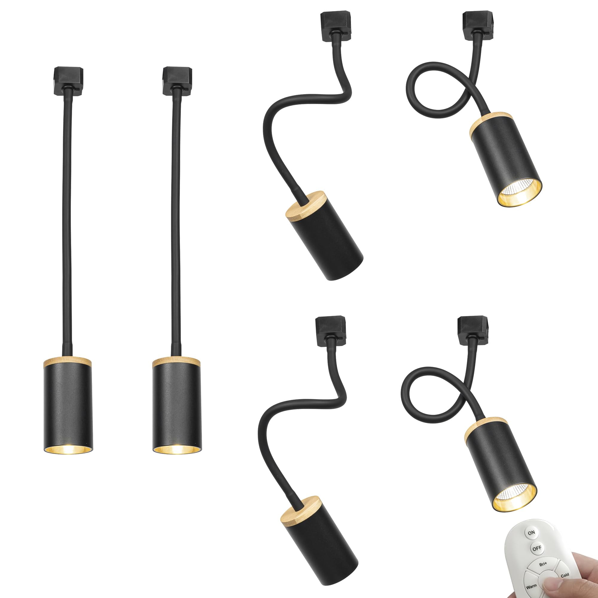 KAYYELAMP Modern J System Tracking Light 10W LED Dimmable Lighting Flexible Gooseneck Adjustable Black Track Spotlight 6 Pcs for Store Wall Painting(No Track)