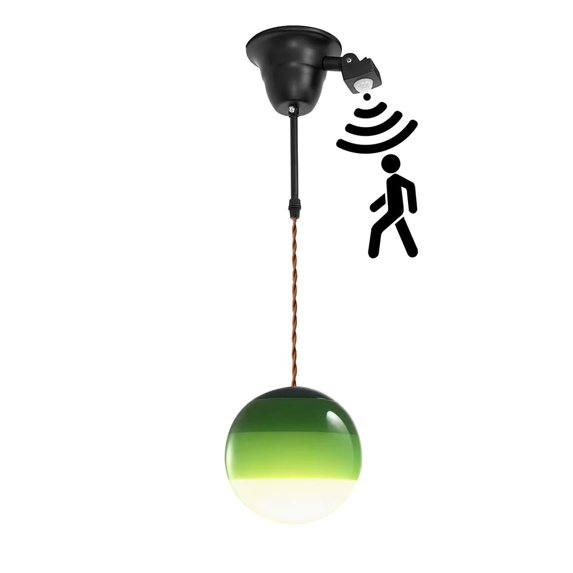 KAYYELAMP Motion Sensor 1 Pcs Ceiling Light Convert Vintage Pendant E26 Base Connections Dia 5.9" Gradient Green Ball Glass Shade 3.2ft Cord Conversion Kit for E26 Spot Lamp