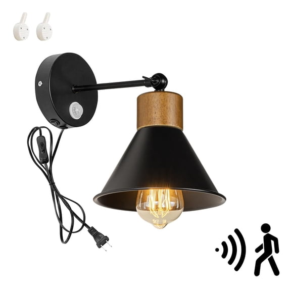 KAYYELAMP Motion Sensor Wall Sconce UL Plug-in Cord E26 Base Minimalist Style Wall Light Fixture for Entrance Hallway Toilet Stairs