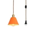 thumbnail image 1 of KAYYELAMP Orange Lampshade Brass Base 19.6 Feet Plug in Dimmable Cable Modern Pendant Light for Island Kitchen Dining Table Loft(No Bulb), 1 of 7