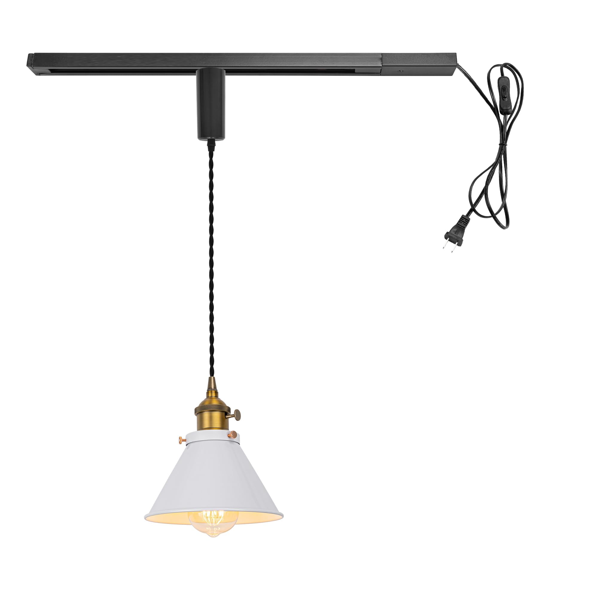 KAYYELAMP Plug in Cable Track Rail with Adjustable Cord Track Lighting Fixture H-Type