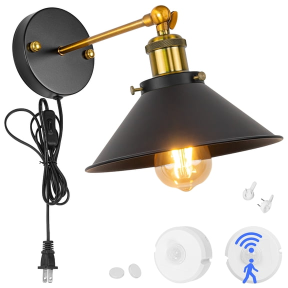 KAYYELAMP Rechargeable Battery Operate LED Wall Sconce with 2 Wireless Motion Detectors Light Sensing, No Drilling Adjustable Wall Mounted Light No Pair Required for Basement