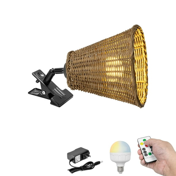 KAYYELAMP Rechargeable LED Wireless Clamp Lamp Adjusted Angle Remote Clip Light Vintage Design Clip On Flower Pot Bookshelf Splint Billboard Bedsides