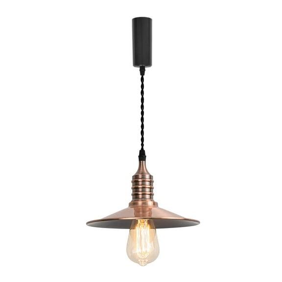 KAYYELAMP Red Copper Metal Shade with Base Vintage Track Lamp Adjusted Cable J-Type Track Pendant Lighting for Kitchen Stairs(No Bulb, Track)