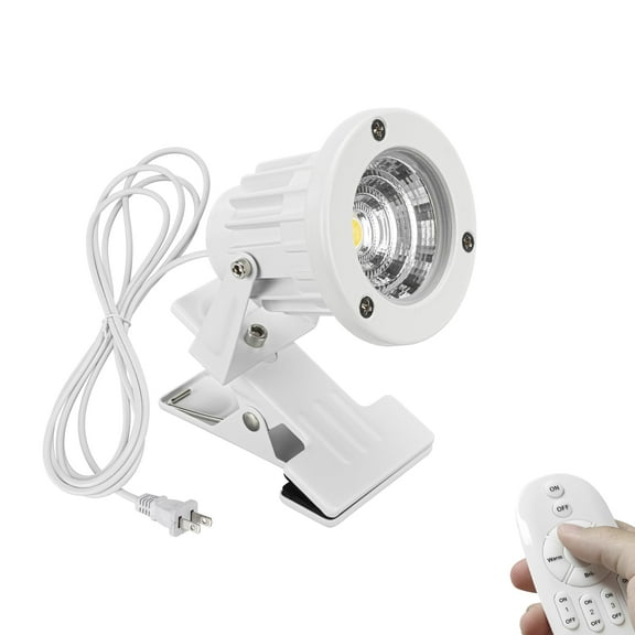 KAYYELAMP Remote Control Clip Mount 7W Spot Light Dimmable Focus Lighting 9.8 Feet Plug in Cord White Modern Design for Background Rental House Store Billboard Waterproof