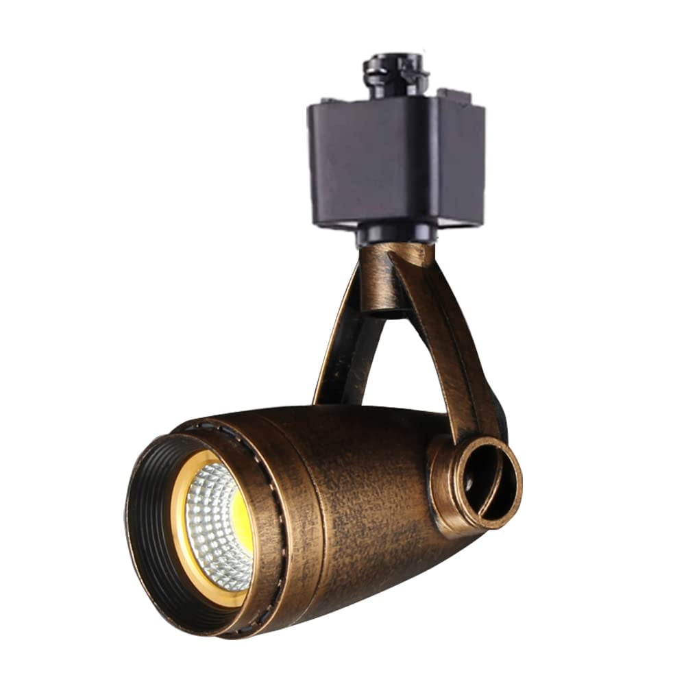KAYYELAMP Retro Design Adjustable Angle J-Type Track Head Spot Lighting 3W Warm Light Antique Copper for Background Gallery Mirror Front(No Track)