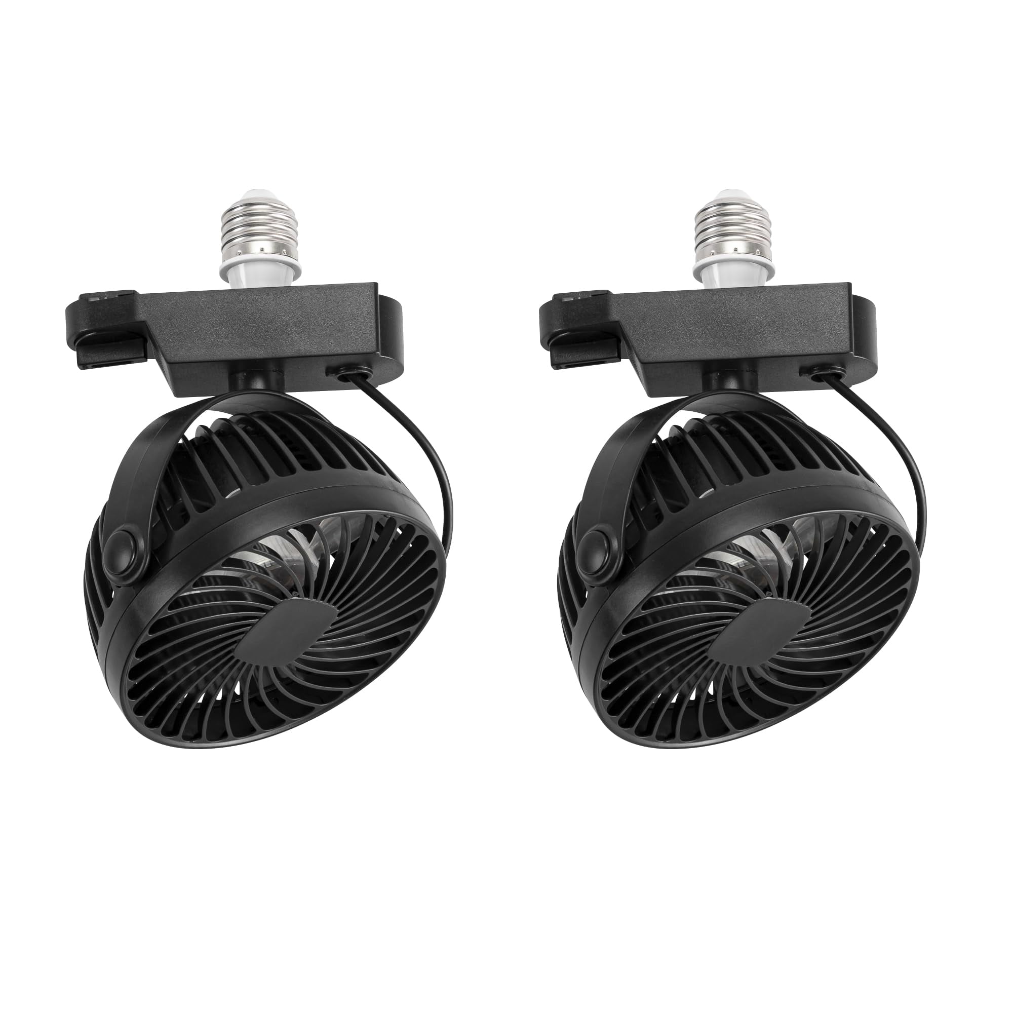 KAYYELAMP Set Of Two Black Mini Fan With E26 Base Adjustable Angle Simple Vintage Design For Kitchen Home Plant Shelf