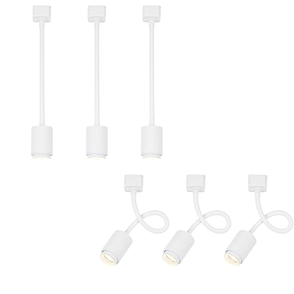 KAYYELAMP Set Of Six Flexible Hose Mini White Aluminium Spotlight L-Type Track Mounted 5W Cold Light COB Focusing Adjusted Background Track Lighting For Gallery Cabinet Loft(No Track)