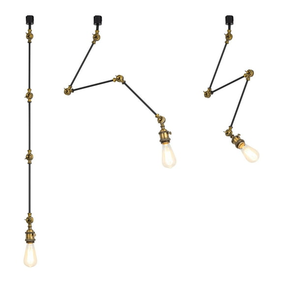 KAYYELAMP Set of Three Adjusted Angle Direction H-Type Tracking Light Retro Design E26 Gold Base with Switch Track Lamp Flexible for Background Store Kitchen(No Track, Bulb)