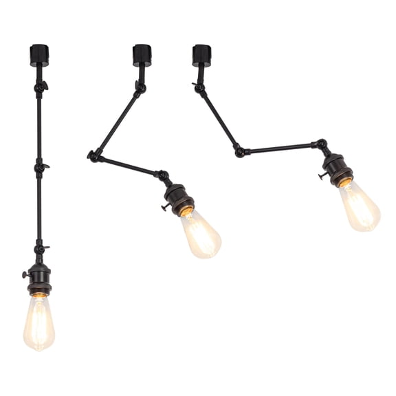 KAYYELAMP Set of Three Adjusted Angle Direction H-Type Tracking Light Simple Design E26 Base with Switch Black Track Lamp Flexible for Background Store Kitchen(No Track, Bulb)