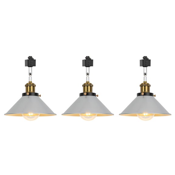 KAYYELAMP Set of Three Adjusted Angle Rotated Degree H-Type Metal Track Lamp E26 Copper Base Silver Shade Classic Design for Kitchen Bar Sink Counter(No Bulb, Track)
